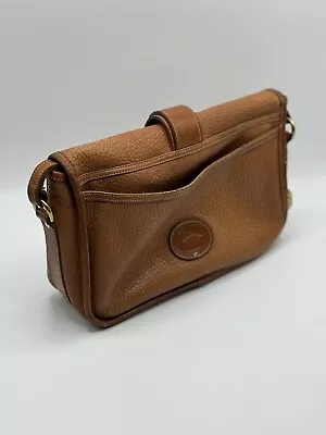 Vintage Dooney & Bourke Essex Crossbody Saddle Bag All Weather Leather Tan Brown • $32.99