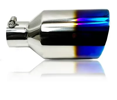 Polished Burn Blue End Diesel Bolt O Exhaust Tip 4  Inlet 5  Outlet 12  Long • $66.48