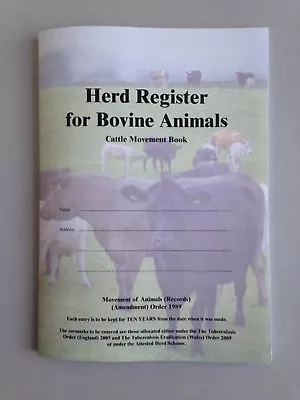 £9.99 • Buy Herd Register For Bovine Animals