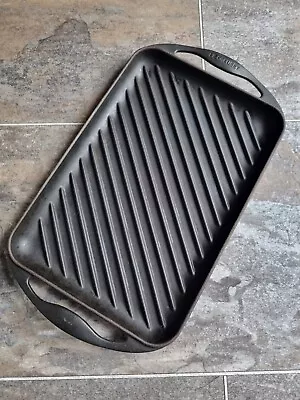 Le Creuset Black 33 Cast Iron Rectangular Frying Pan 32cm Large Griddle Grill • £45