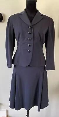 MOSCHINO Cheap And Chic Skirt Suit  Size 10 Navy Blue Pinstripe • $179