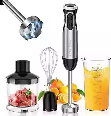 Stainless Steel Hand Blender 4-in-1 Stick Blender 1000W 20 Speed Chopper Whisk • £19.99