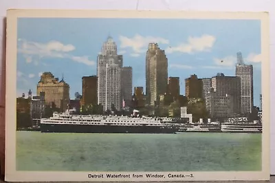 Michigan MI Detroit Canada Ontario Windsor Waterfront Postcard Old Vintage Card • $0.50