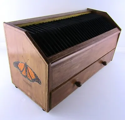 Vintage Solid Wood Monarch Butterfly Desk Office Organizer Mail Slot Drawer 17  • $38.80