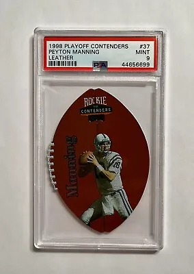 PEYTON MANNING 1998 Playoff Contenders Leather #37 PSA 9 Mint Rookie Card RC • $59