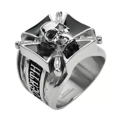 Men's Stainless Steel Maltese Cross Skull Ring Size 9-18 / 122 • $24.79