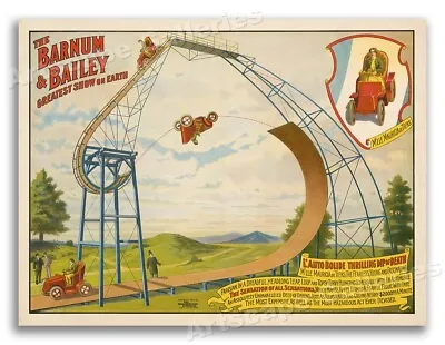 1905 Circus Poster - Automobile  Dip Of Death!  Circus Act - 24x32 • $40.38