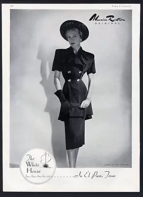 MAURICE RENTNER Fashion Ad 1947 White House EL PASO TX Woman's Suit • $9.95