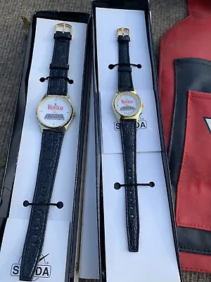 Pair Of Vintage Early 90s Winston Cigarettes Wristwatch Black Buckle Band - New • $22