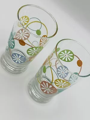 Vintage 1950s Libbey Glass Set Of 2 Floral Swirl  5” Juice Glass MINT RARE • $19.99