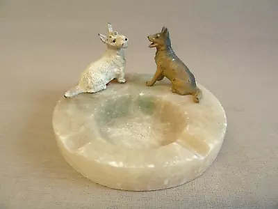 Vintage Art-Deco Marble Ashtray With Metal Dogs. • £20
