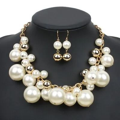 Short Simple  Imitation Pearl Necklace Irregular Wild Clavicle Necklace • £6.99