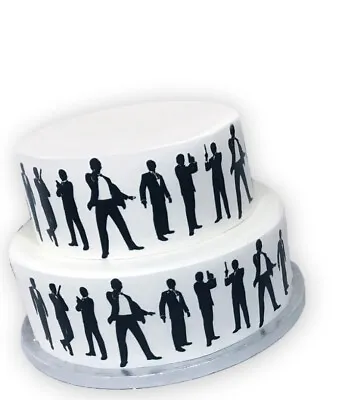 A4 Edible Decor Icing Sheet James Bond Spy Secret Service Themed Ribbon BORDER • £3.49