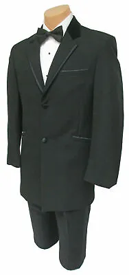 Men's Retro Andrew Fezza Black Tuxedo Jacket With Velvet Collar & Satin Trim 40L • $29.99