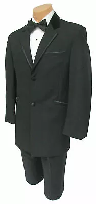 Men's Retro Andrew Fezza Black Tuxedo Jacket With Velvet Collar & Satin Trim 41R • $17.99