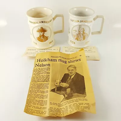 Holkham Pottery Mugs Lord Nelson & Captain James Cook Limited Edition • £39.99