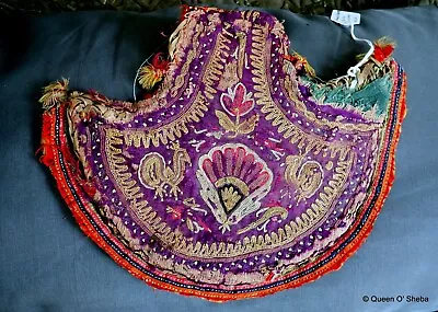 Gujarat India Embroidered Fan Kutch Hand Fan Peacock Vintage Antique Fragment ~ • $154.14