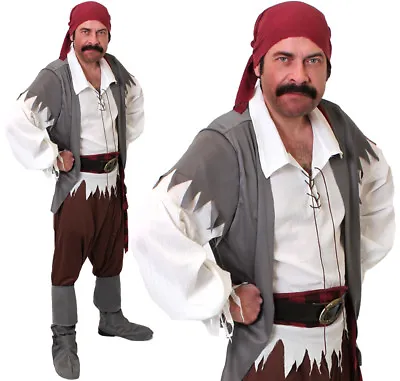 Mens Caribbean Pirate Costume Adult Captain Fancy Dress Costume Book Outfit  • £20.99