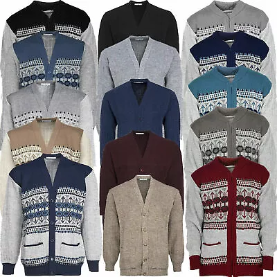 Mens Classic Cardigan  Design Zip Thick Warm Sweater  Jumpers Winter Jumper • £18.99