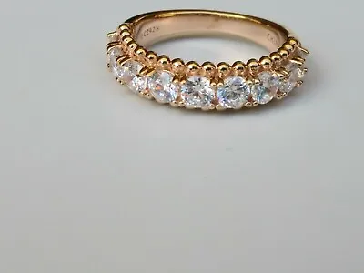 Diamonique Bead Design Cubic Zirconia Band Ring 14k Plated • $26.95