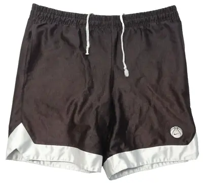 Nike L Basketball Shorts VTG Dazzle Shiny Drawstring Black White Patch Y2K 90s • $14.98