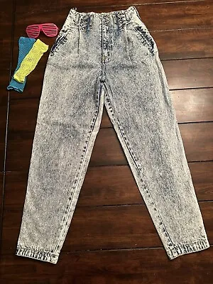 Vintage Retro Traffic Acid Wash 80s Jeans With Blue Buttons 5/6 *Amazing* • $42