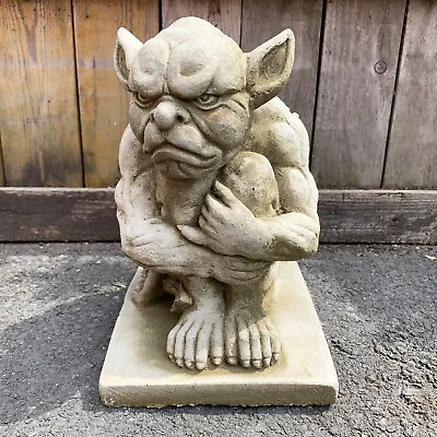 Stone Grumpy Gargoyle Statue Outdoor Garden Ornament Sculpture Goblin Devil Gift • £37.99