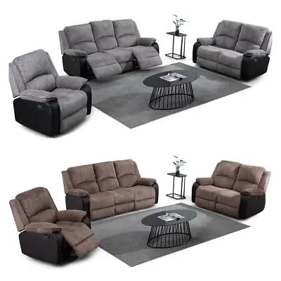 £429.99 • Buy Postana High Back Electric Jumbo Cord Fabric Recliner 3+2+1 Sofa Armchair Set