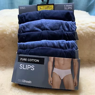 Brand New  M&S 5 Pairs Of Pure Cotton Slips Size 36 - 38 Inches L • £16.41