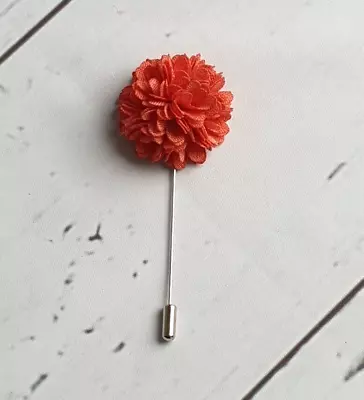 Chrysanthemum Flower Diamante Boutonnieres Stick Pins Lapel Scarf Hat Pin Orange • £4.95