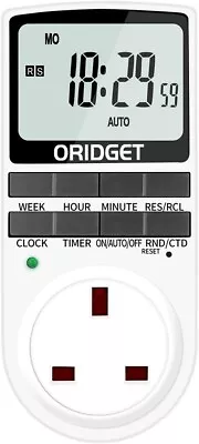 Electronic Digital Timer 12/24 Hour Switch 7 Day Socket UK Plug-in Programmable • £12.99