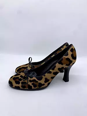 Via Spiga Shoes Womens 8M Brown Leopard Print Slip On Heels Career Ladies NEW • $47.49