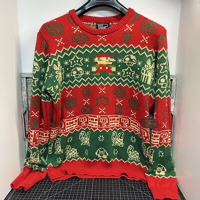 Super Mario Brothers Ugly Christmas Sweater MENS L ThinkGeek Nintendo Soft (AA) • $25