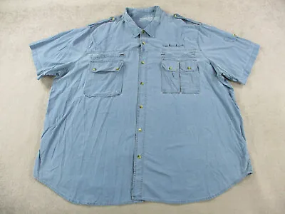 Boulder Creek Shirt Mens 6XLT Blue Epaulets Utility Hiking Safari Cotton Tall • $27.99