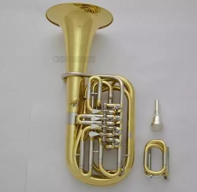 Children F/Eb Tuba 4 Rotary Valve Horn Gold Lacquer 8.66'' Bell With Case • $1855
