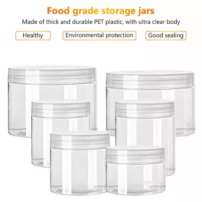 30ml-150ml Clear PET Plastic Jars Pots Food Crafts Storage Containers Screw Top • $38.72