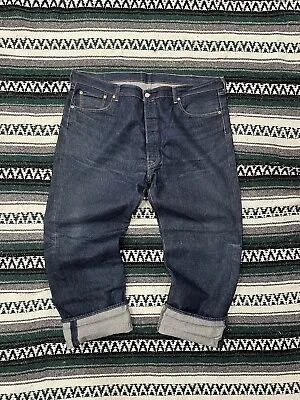 Vintage 90s Levis 501xx Blue Selvage Denim Jeans Button Fly  44x 32 USA • $90
