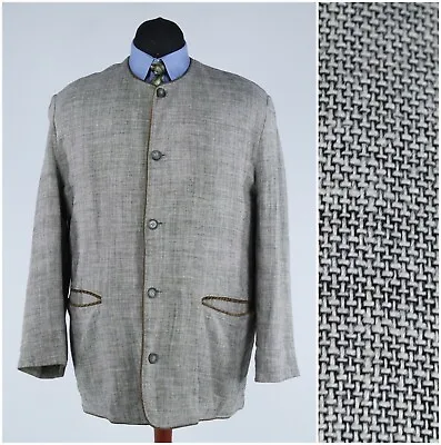 Mens Linen Blazer 52R UK Size CHEVY Knitted Light Grey Sport Coat Summer Jacket • £95.99