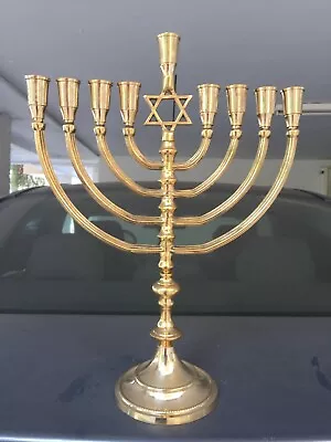 Hanukkah Jewish Chanukah Menorah 36CM  14''  Israel Brass Chanukah Candle Holder • £102