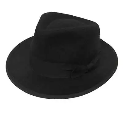 £6.99 • Buy Mens Adult Black Gangster Trilby Hat 1920s Bugsy Malone Fancy Dress Stag Do 