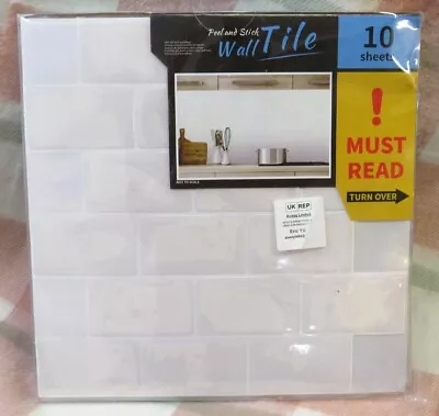 PEEL AND STICK WALL TILES X10 SHEETS IN WHITE - CG B36 • £8.40