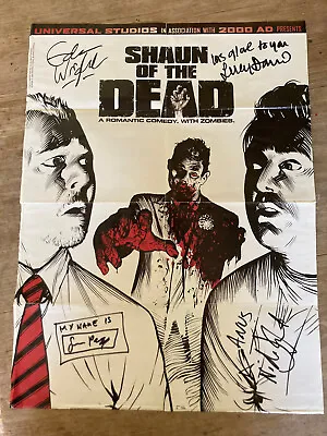 £4 • Buy SHAUN OF THE DEAD Hand Signed Poster Edgar W Simon Pegg Nick Frost Lucy Davis