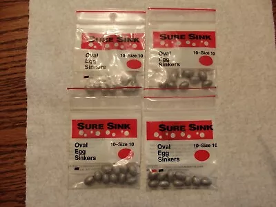 4 Packs Bullet EGG Sinkers - 1/8 Oz Lead Weights Size 10 (10 Per Pack) • $2.49