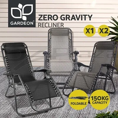 $149.95 • Buy Gardeon Outdoor Sun Lounge Zero Gravity Chairs Beach Chair Recliner Camping