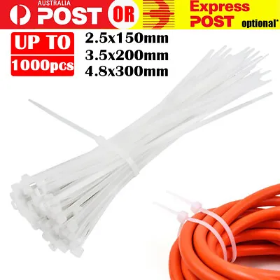 Up To 1000PCS Cable Zip Ties Nylon UV Stabilised Plastic Electrical Wire Bulk OZ • $4.85