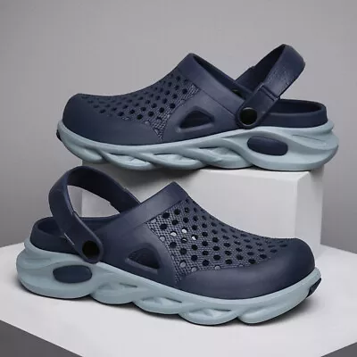 Men's Comfortable Casual Clogs | Slip On Shoes | Waterproof Gray Sandals Size US • $17.19