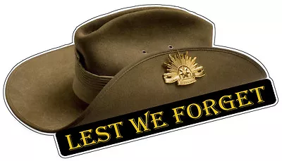 Anzac Day Slouch Hat Lest We Forget Australian Army Car Decal Bumper Sticker • $5.95