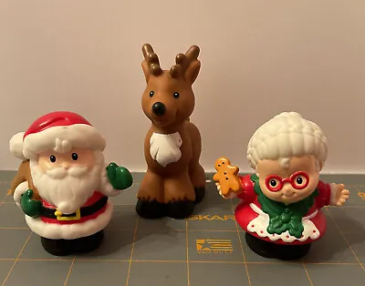 Fisher Price Little People Santa & Mrs Claus 2001 And Reindeer 1998 • $22