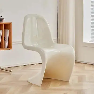 Designer Plastic Dining Chairs Space Saving Ergonomic Apartment Makeup Chair Whi • $515.39