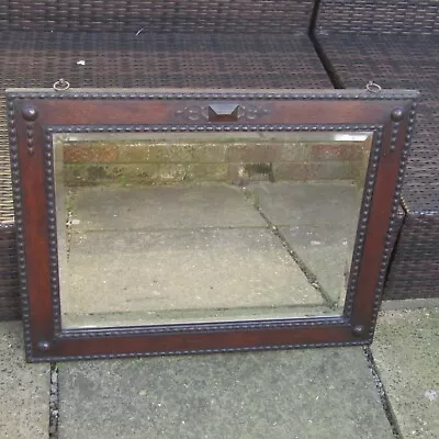 £65 • Buy Beautiful Edwardian / Victorian Oak Framed Bevel Edged Wall Mirror